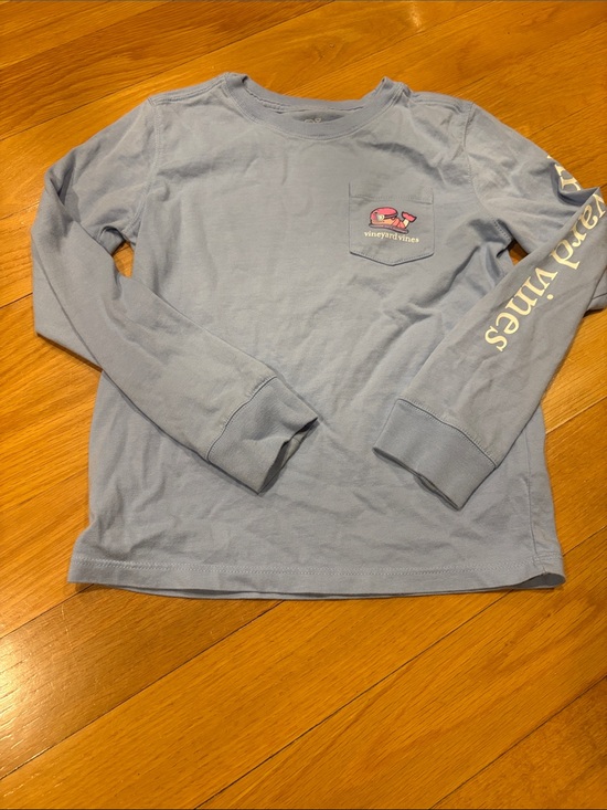 Vineyard Vines Other - Vineyard Vines Kids Long-Sleeve Pocket Tee in Light Blue with Pink Whale
